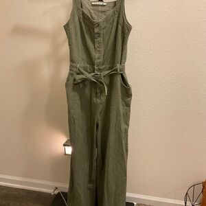 EUC, Given Kale Olive Green Cotton Jumpsuit, Sz Medium